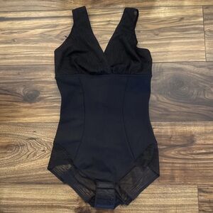 Sheer Stripe Detail Sculpting Bodysuit